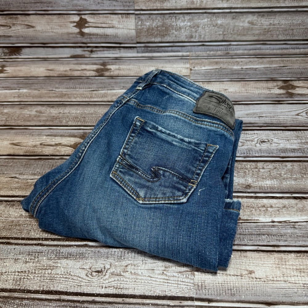 Silver Jeans Co Izzy Bootcut Jeans Womens 26 Blue Mid Rise Distressed